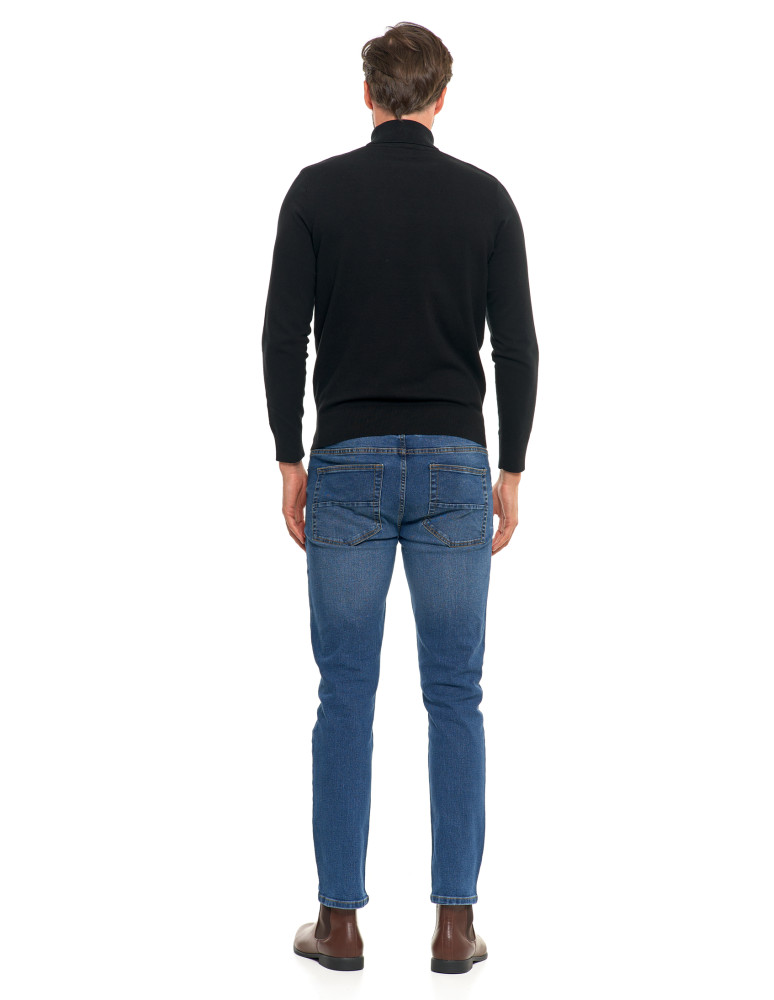 Swetry męskie - Męski sweter klasyczny z golfem bawełniany CZARNY - produkt moraj.pl 9