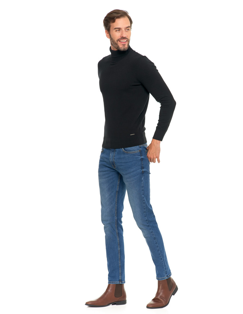 Swetry męskie - Męski sweter klasyczny z golfem bawełniany CZARNY - produkt moraj.pl 11