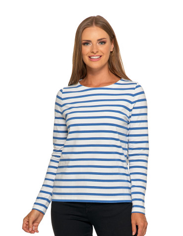 Bluzka damska bawełniana w paski z długim rękawem