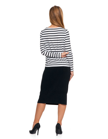 Bluzki i koszule - Bluzka damska bawełniana w paski z długim rękawem CZARNY - produkt 5