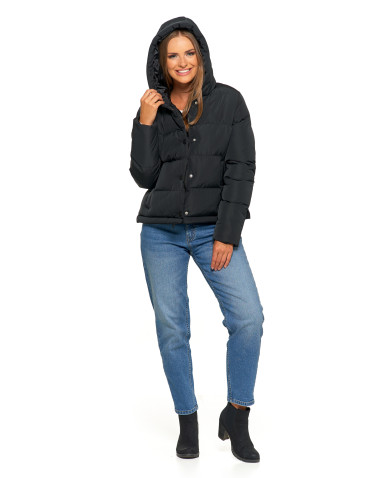 Kurtki i kamizelki - Długa kurtka damska puchowa z wypełnieniem syntetycznym 2w1 CZARNY - produkt 2