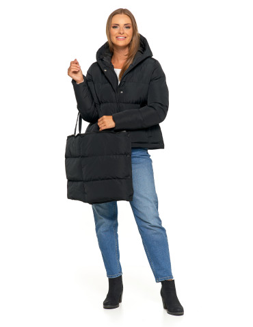 Kurtki i kamizelki - Długa kurtka damska puchowa z wypełnieniem syntetycznym 2w1 CZARNY - produkt 6