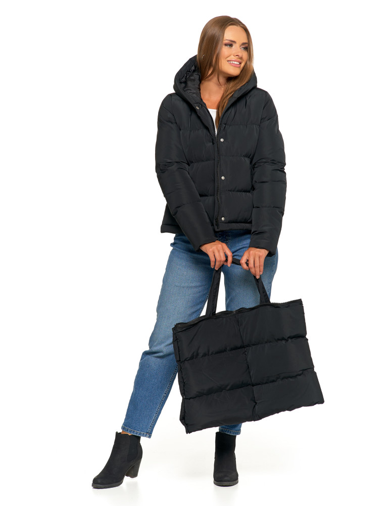 Kurtki i kamizelki - Długa kurtka damska puchowa z wypełnieniem syntetycznym 2w1 CZARNY  - produkt moraj.pl 8