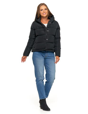 Kurtki i kamizelki - Długa kurtka damska puchowa z wypełnieniem syntetycznym 2w1 CZARNY - produkt 9