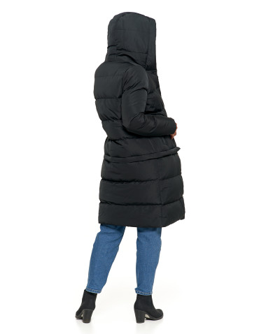 Kurtki i kamizelki - Długa kurtka damska puchowa z wypełnieniem syntetycznym 2w1 CZARNY - produkt 10