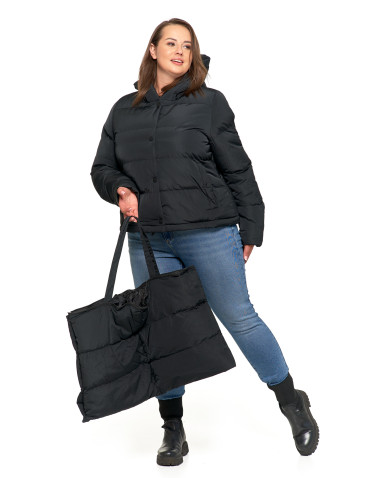 Kurtki i kamizelki - Długa kurtka damska puchowa z wypełnieniem syntetycznym 2w1 CZARNY - produkt 14