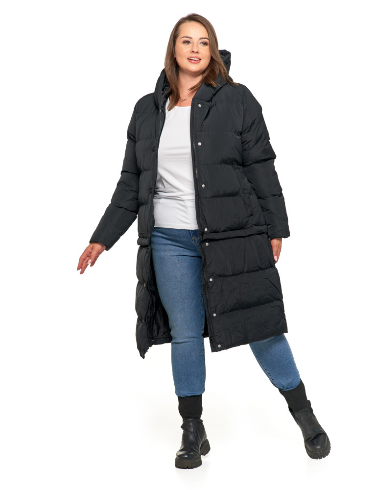 Kurtki i kamizelki - Długa kurtka damska puchowa z wypełnieniem syntetycznym 2w1 CZARNY  - produkt moraj.pl 15