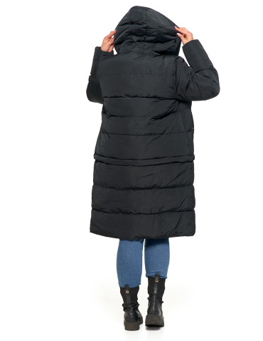 Kurtki i kamizelki - Długa kurtka damska puchowa z wypełnieniem syntetycznym 2w1 CZARNY - produkt 18