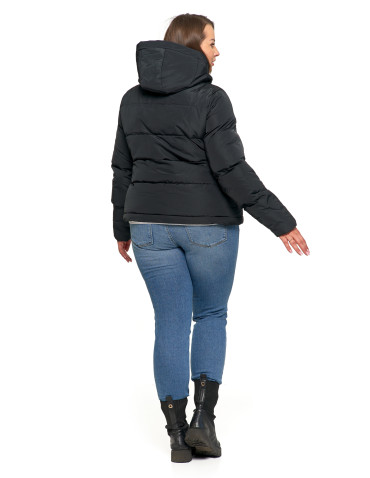Kurtki i kamizelki - Długa kurtka damska puchowa z wypełnieniem syntetycznym 2w1 CZARNY - produkt 20