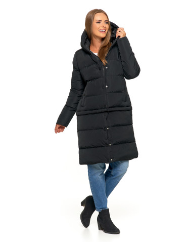 Kurtki i kamizelki - Długa kurtka damska puchowa z wypełnieniem syntetycznym 2w1 CZARNY - produkt 21