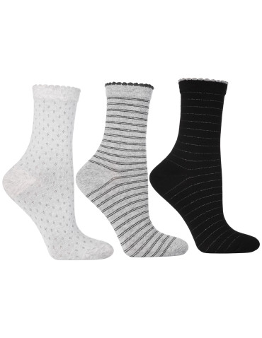 Damskie skarpetki długie z delikatnym wzorem 3-pak