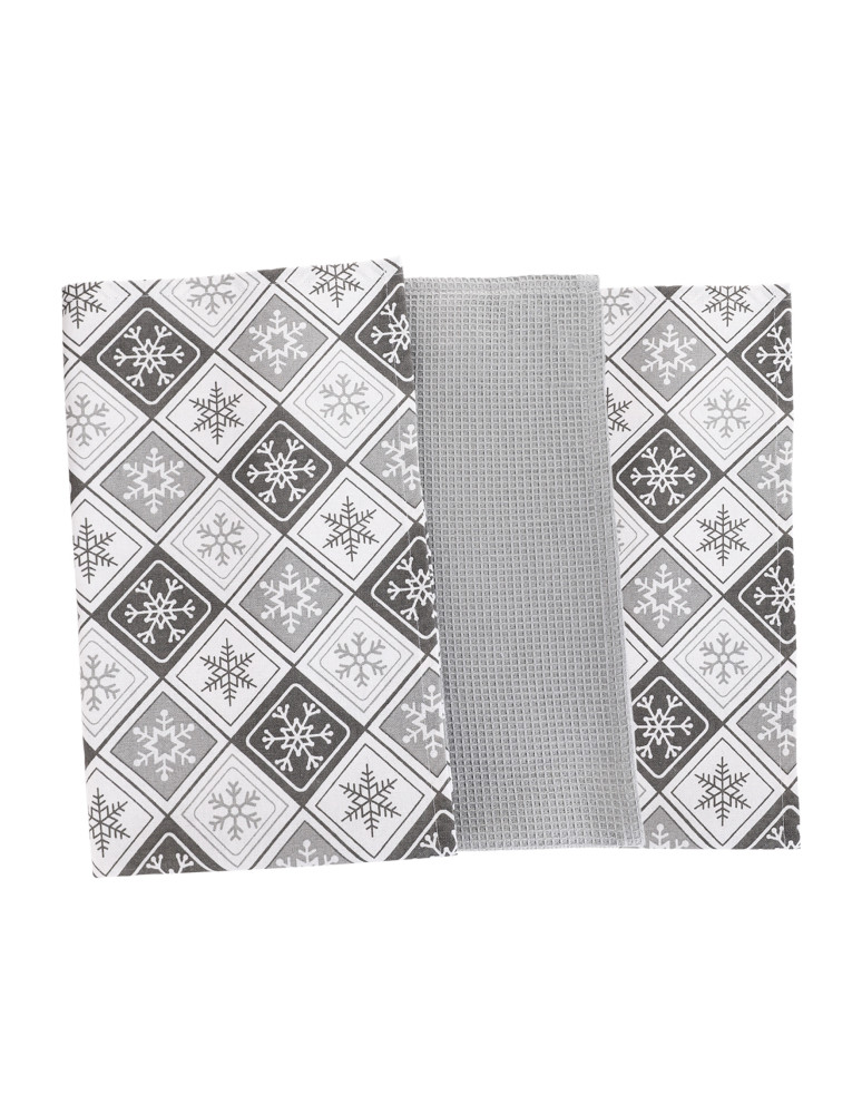 Kuchenne - Komplet ręczników kuchennych świątecznych 3 szt. prezent SZARY - produkt moraj.pl 3