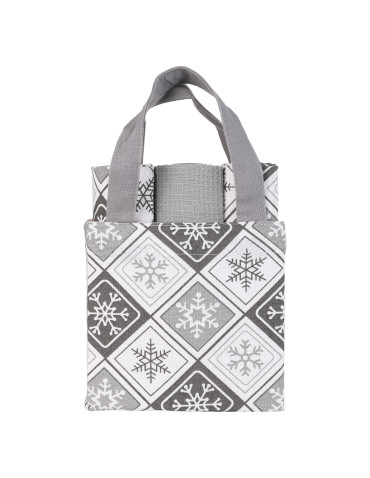 Komplet ręczników kuchennych w zestawie z torbą szare  - produkt 2