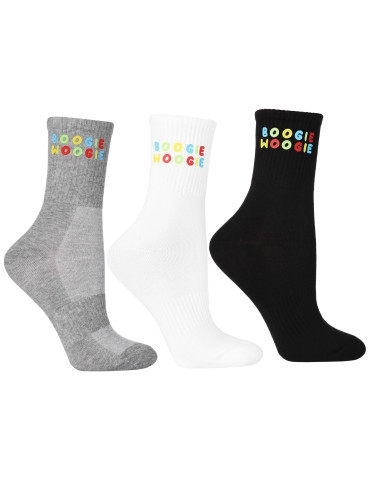 Komplet skarpetek damskich długie z napisem 3-pak