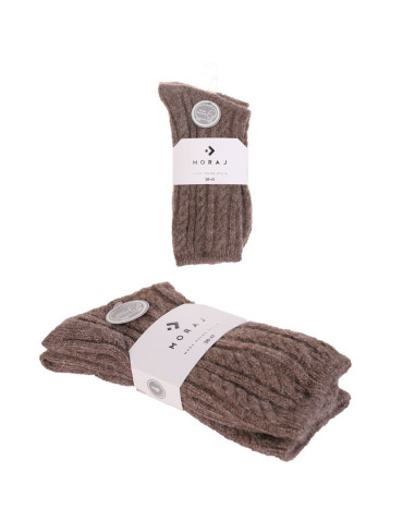 Skarpetki damskie długie z dodatkiem wełny sweterkowy wzór  - produkt 2