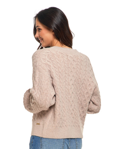 Kardigan damski sweter z plecionym wzorem i guzikami - produkt 2