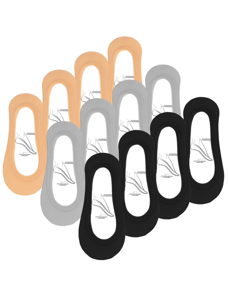 Niskie stopki - Damskie skarpetki mikrostopki bez wzoru 12-pak WIELOKOLOROWY - produkt moraj.pl 1