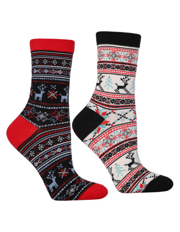 Damskie świąteczne skarpetki długie ze wstążką 2-pak