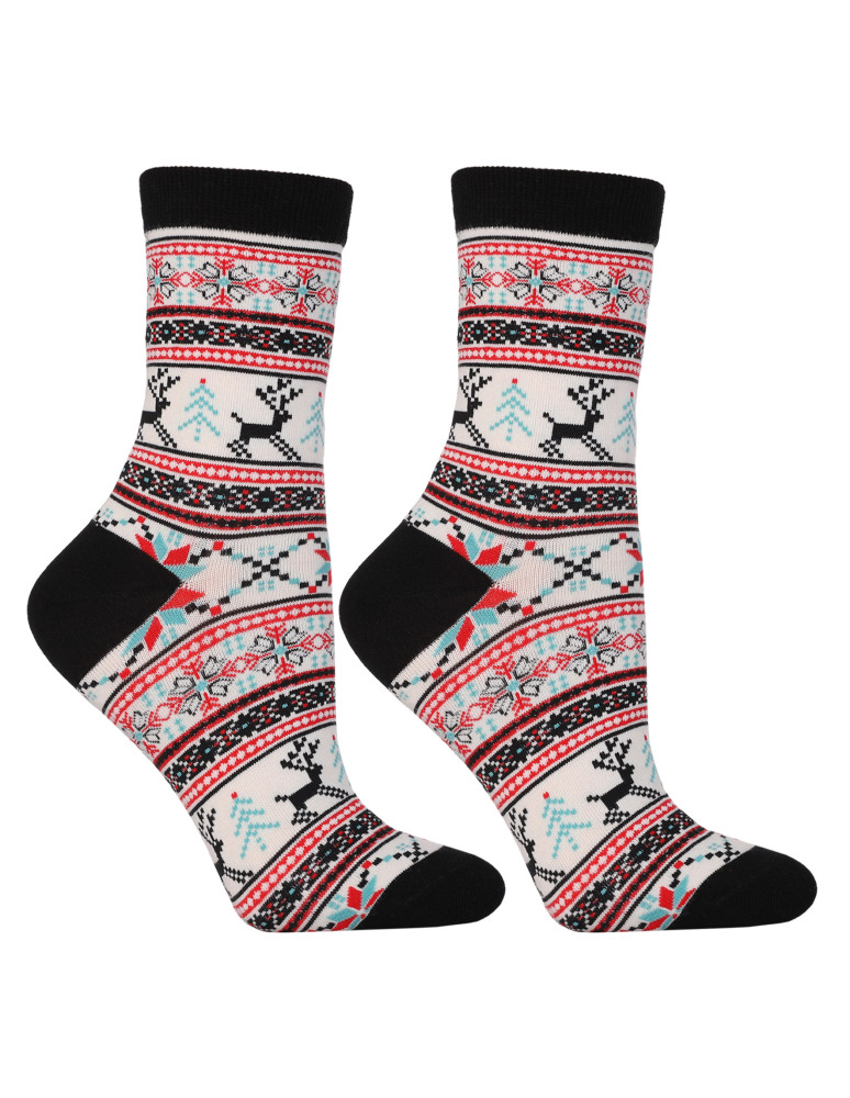 Skarpetki długie - Damskie świąteczne skarpetki długie ze wstążką 2-pak WIELOKOLOROWY - produkt moraj.pl 4