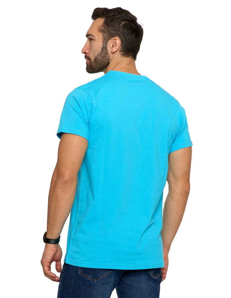 Koszulki i Tank Topy - Koszulka męska T-shirt bawełniana Premium okrągły dekolt TURKUSOWY - produkt moraj.pl 2