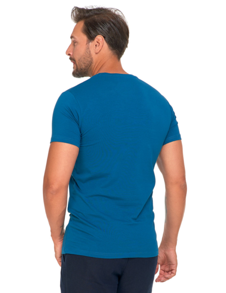 Koszulki i Tank Topy - Koszulka męska T-shirt bawełniana Premium okrągły dekolt CIEMNY NIEBIESKI  - produkt moraj.pl 4