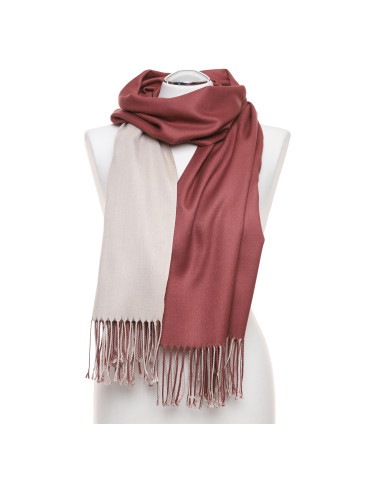 Damski cienki szal dwustronny z frędzlami