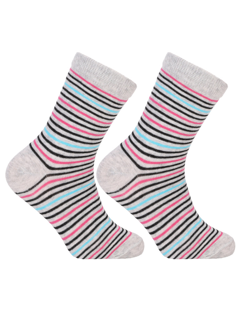 Długie - Skarpetki bawełniane długie dziewczęce paski i kropki 3-pak WIELOKOLOROWY  - produkt moraj.pl 3