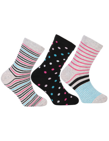 Długie - Skarpetki bawełniane długie dziewczęce paski i kropki 3-pak WIELOKOLOROWY - produkt 4