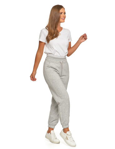 Spodnie damskie - Damskie spodnie dresowe ocieplane joggery z wysokim stanem SZARY - produkt 5