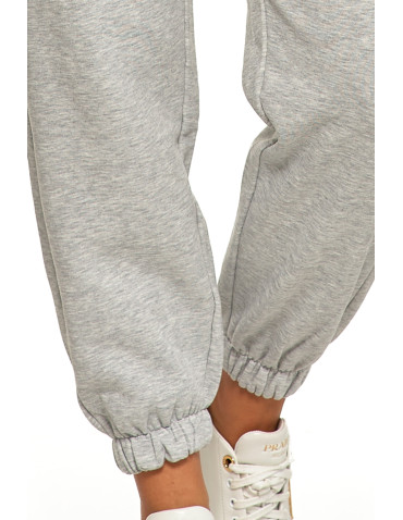 Spodnie damskie - Damskie spodnie dresowe ocieplane joggery z wysokim stanem SZARY - produkt 7