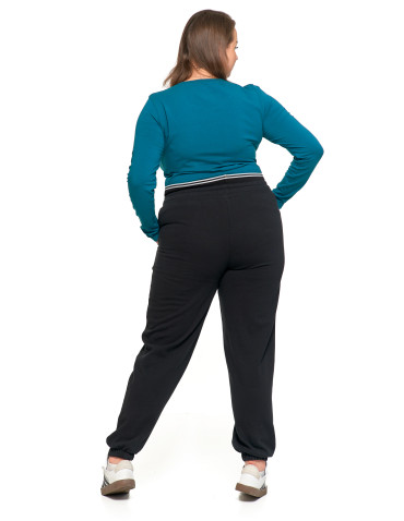 Spodnie damskie - Damskie spodnie dresowe ocieplane joggery z wysokim stanem CZARNY - produkt 2