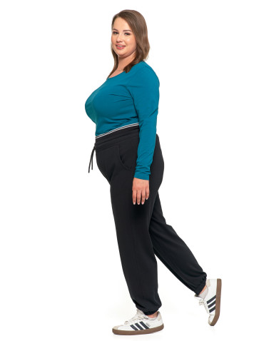 Spodnie damskie - Damskie spodnie dresowe ocieplane joggery z wysokim stanem CZARNY - produkt 3