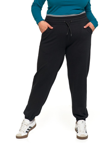 Spodnie damskie - Damskie spodnie dresowe ocieplane joggery z wysokim stanem CZARNY - produkt 5