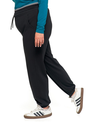 Spodnie damskie - Damskie spodnie dresowe ocieplane joggery z wysokim stanem CZARNY - produkt 7