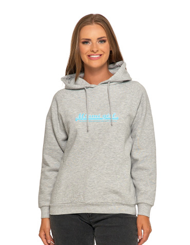 Bluzy damskie - Ocieplana bluza dresowa damska z napisem SZARY - produkt 1