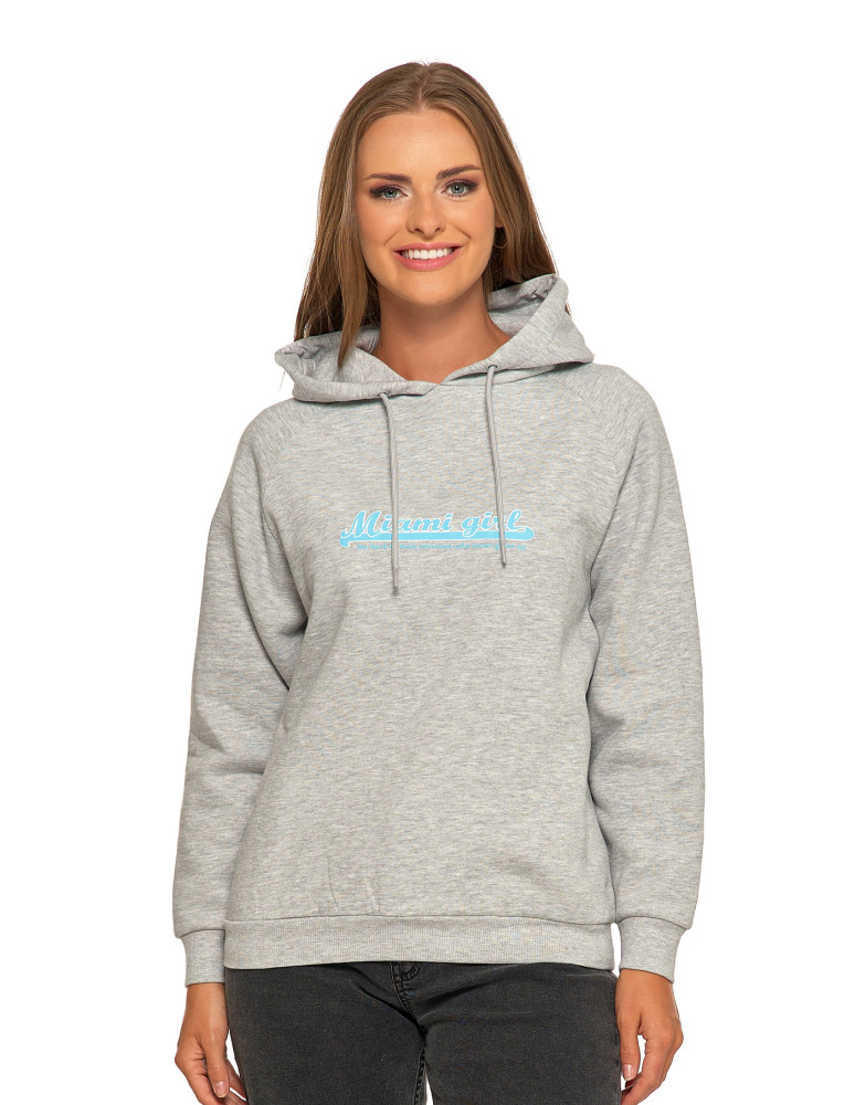 Bluzy damskie - Ocieplana bluza dresowa damska z napisem SZARY - produkt moraj.pl 1