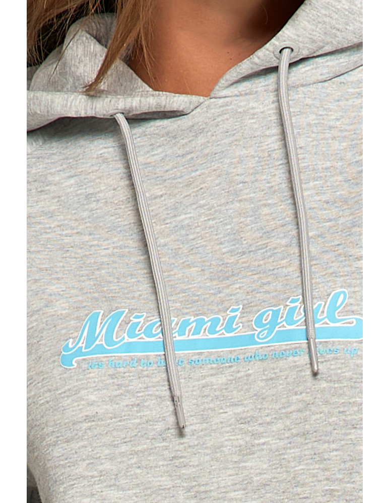 Bluzy damskie - Ocieplana bluza dresowa damska z napisem SZARY  - produkt moraj.pl 3