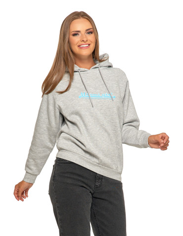 Bluzy damskie - Ocieplana bluza dresowa damska z napisem SZARY - produkt 5