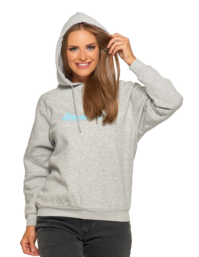 Bluzy damskie - Ocieplana bluza dresowa damska z napisem SZARY  - produkt moraj.pl 6