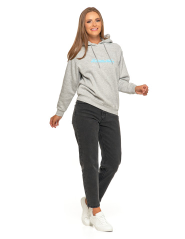 Bluzy damskie - Ocieplana bluza dresowa damska z napisem SZARY - produkt 8