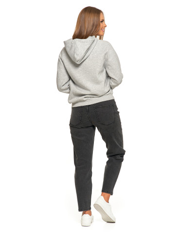 Bluzy damskie - Ocieplana bluza dresowa damska z napisem SZARY - produkt 9