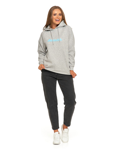 Bluzy damskie - Ocieplana bluza dresowa damska z napisem SZARY - produkt 10