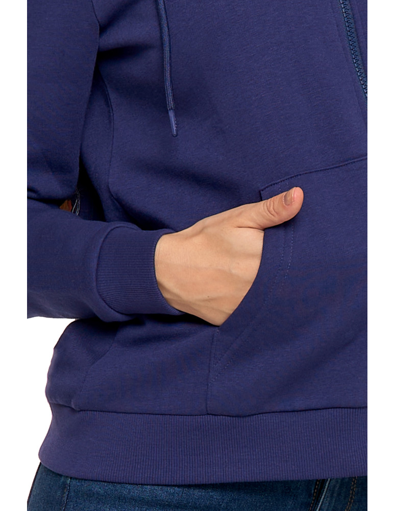 Bluzy damskie - Ocieplana bluza damska rozpinana bawełniana motyw kwiatów GRANATOWY  - produkt moraj.pl 8