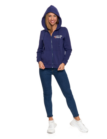 Bluzy damskie - Ocieplana bluza damska rozpinana bawełniana motyw kwiatów GRANATOWY - produkt 9