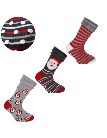 Ciepłe długie skarpety dziecięce frotte z abs 3-pak