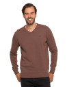 Klasyczny sweter męski bawełniany o prostym kroju BRĄZOWY
