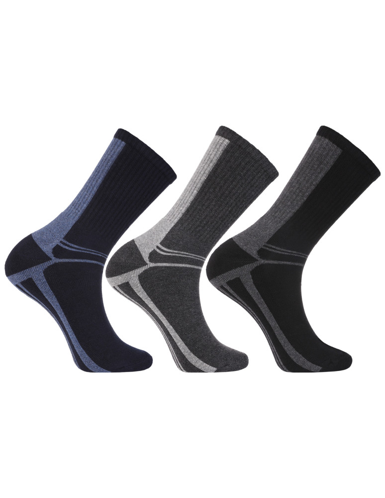 Ciepłe skarpety męskie długie bawełnaine Thermo Frotte 3-pak WIELOKOLOROWY