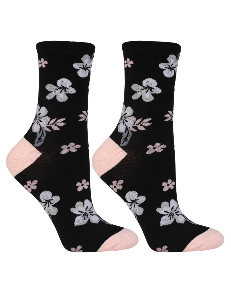 Skarpetki długie - Damskie skarpetki długie z motywem kwiatów 3-pak WIELOKOLOROWY - produkt moraj.pl 4