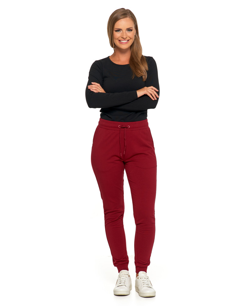 Spodnie damskie - Damskie spodnie dresowe z elastycznym ściągaczem bawełniane CZERWONY - produkt moraj.pl 1