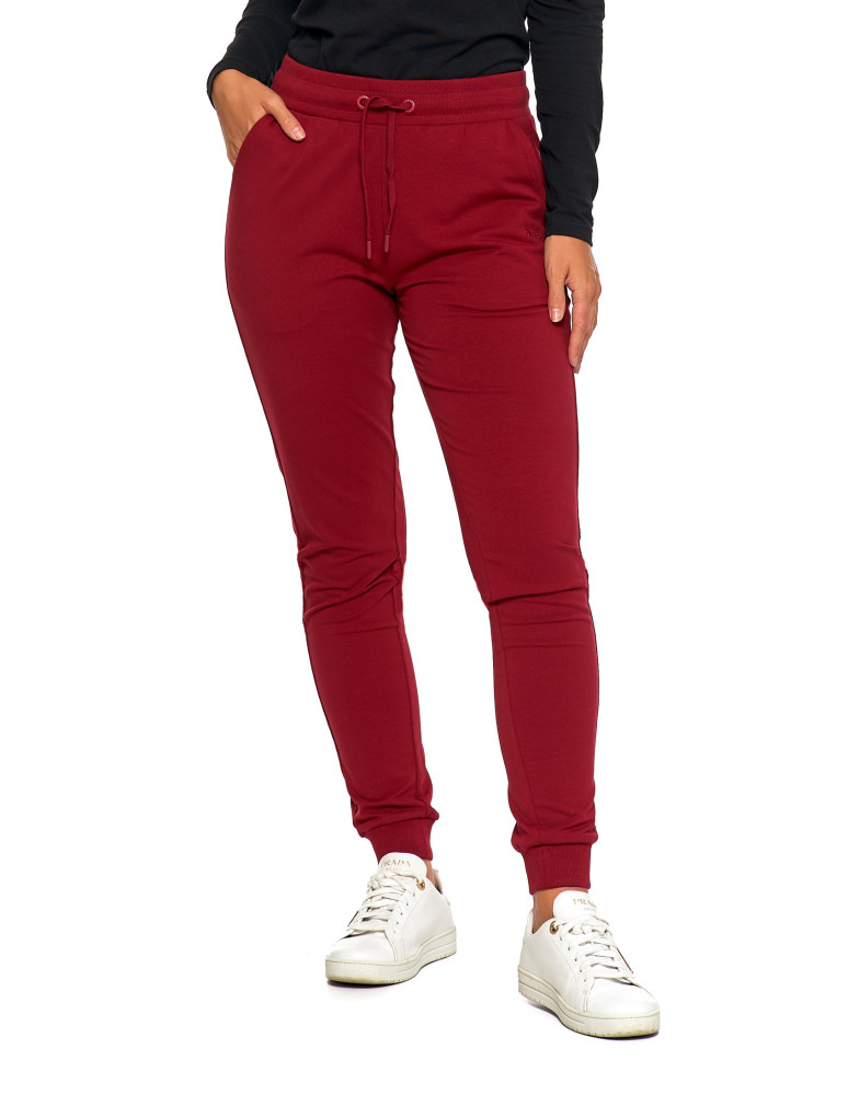 Spodnie damskie - Damskie spodnie dresowe z elastycznym ściągaczem bawełniane CZERWONY  - produkt moraj.pl 8